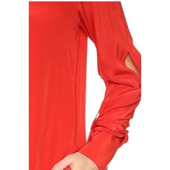 Long-sleeve Layered Silk Dress In Poppy - Picture 5 of 11